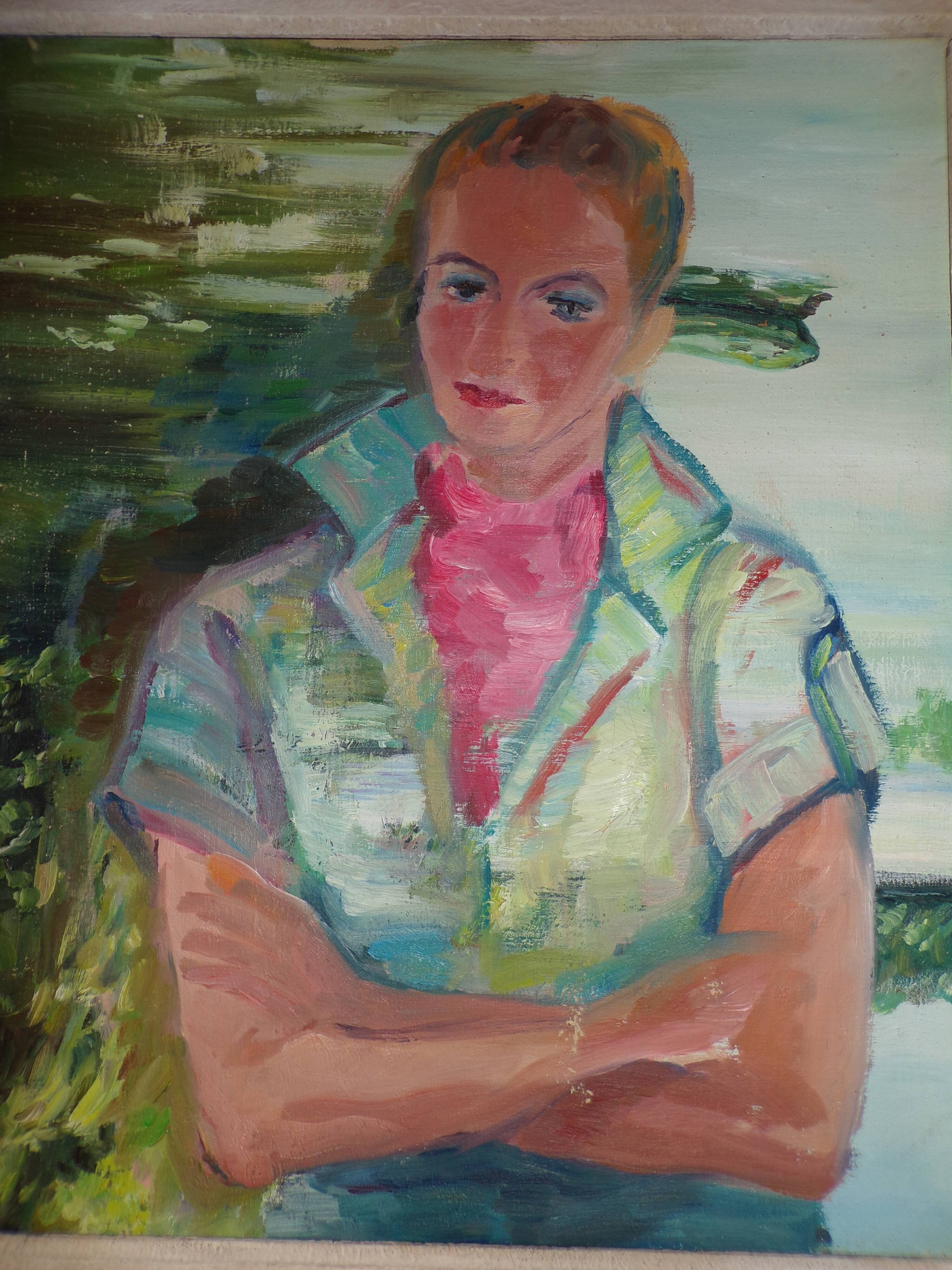 Oil on canvas, carried woman