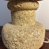Recomposed stone lamp with rope shade