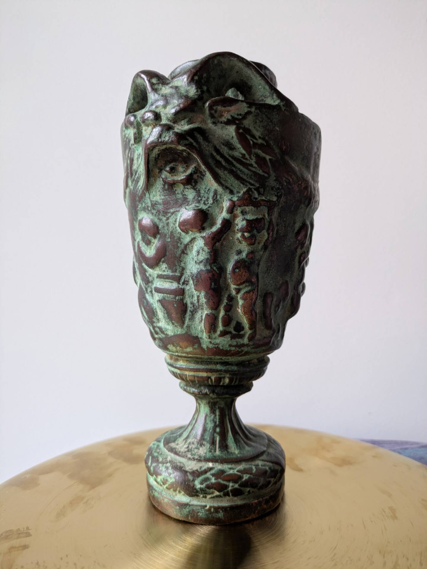 Devil's head vase in bronze