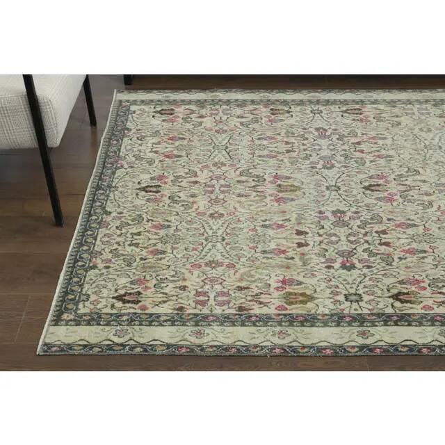 1970s Vintage Turkish Oushak Handmade Wool Cotton Cream Area Rug 165x206