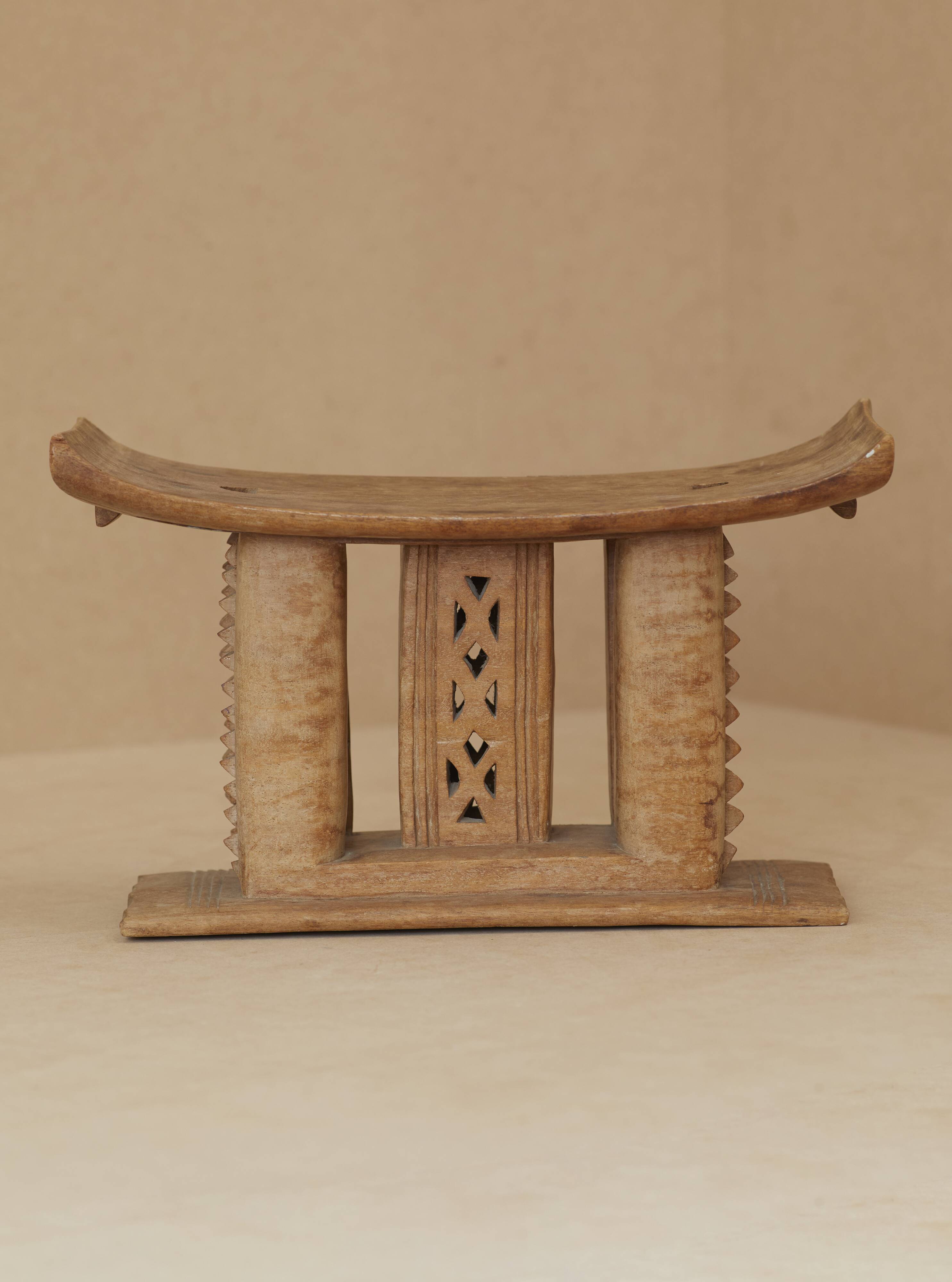 African Ashanti monoxyl stool in solid wood circa 1950