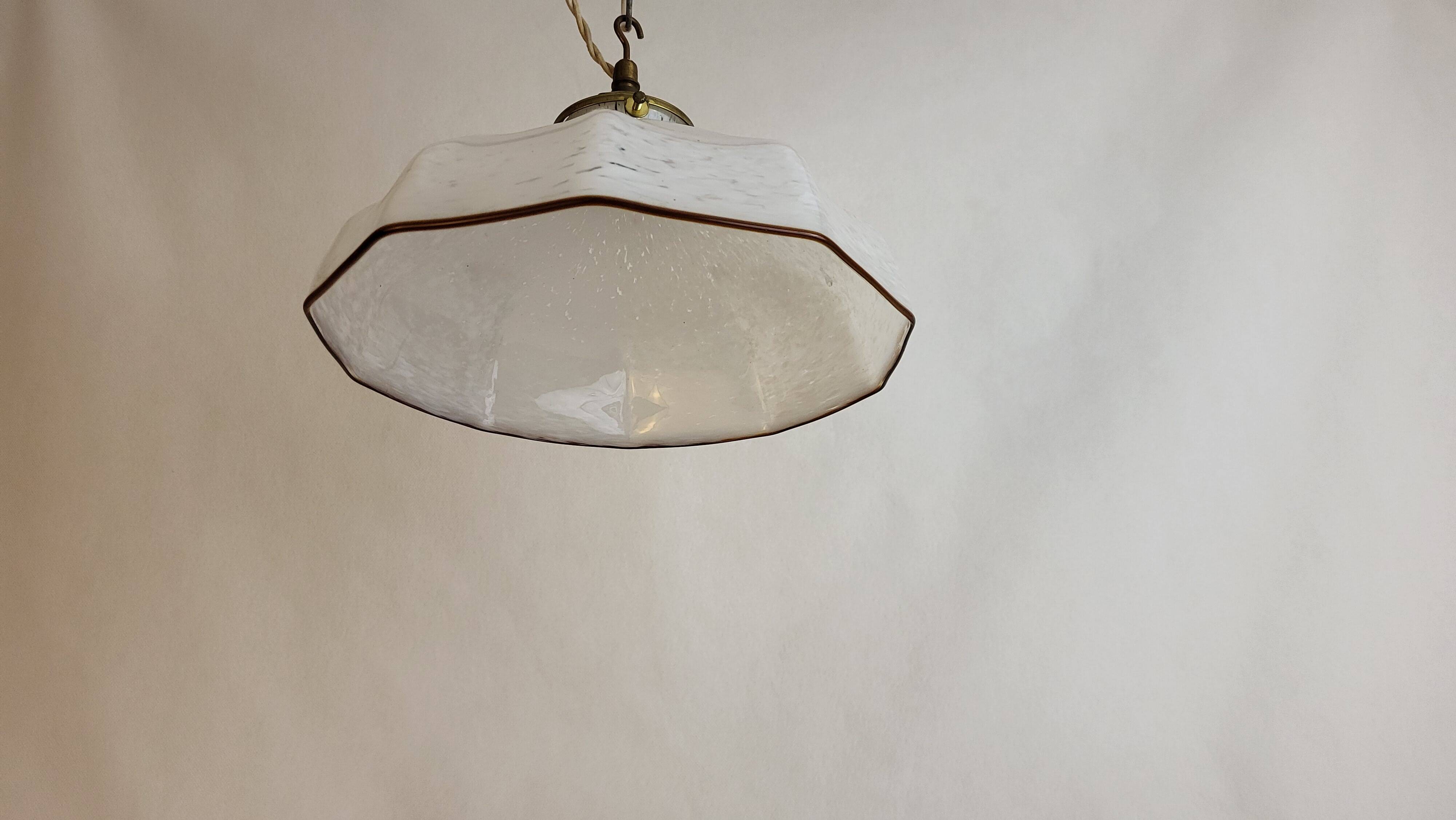 Suspension Ceiling light in marmoreal glass