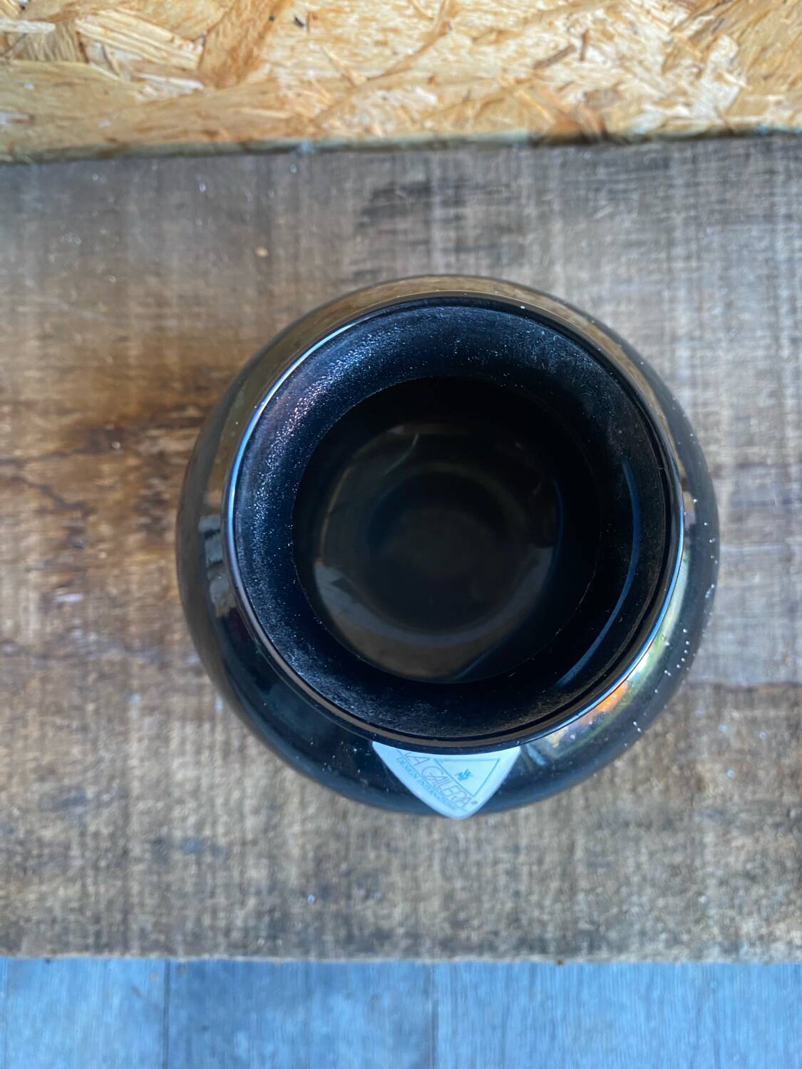 Vintage Black Inlaid Glass Vase International Design LA GALLERIA