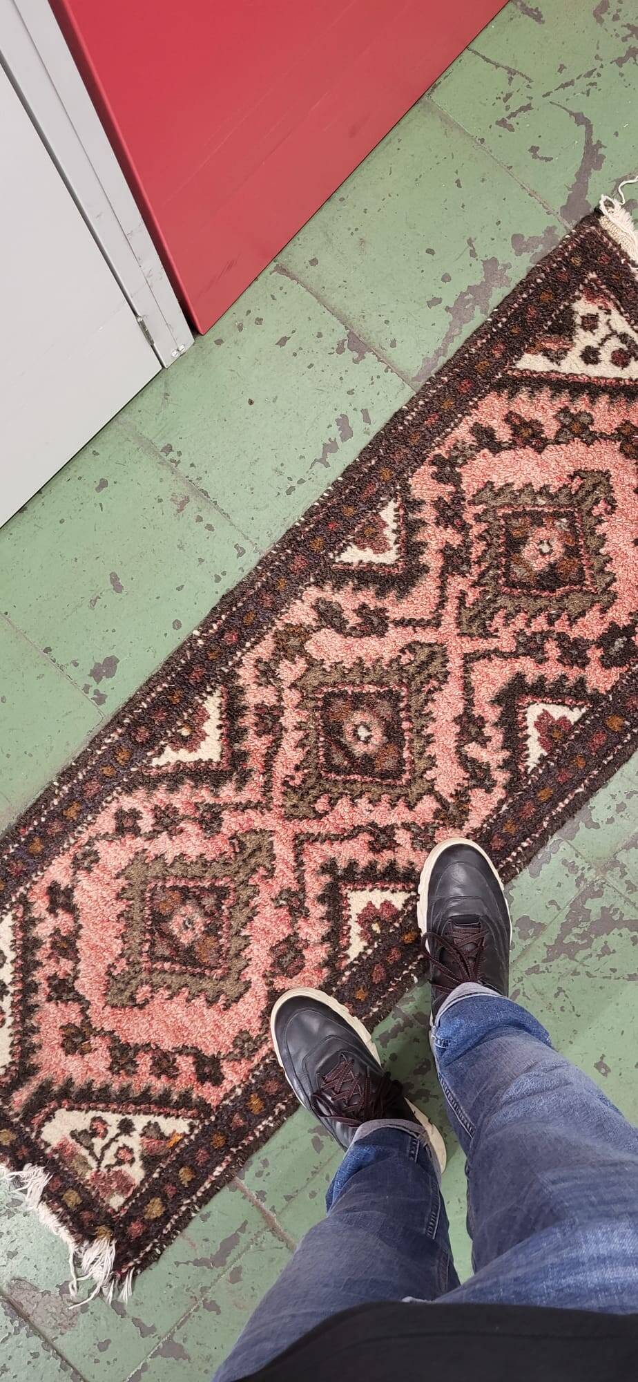 Handmade vintage Uzbek Bukhara runner 1.7' x 4.5' (52cm x 139cm) 1960s - 1С1164