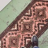 Handmade vintage Uzbek Bukhara runner 1.7' x 4.5' (52cm x 139cm) 1960s - 1С1164