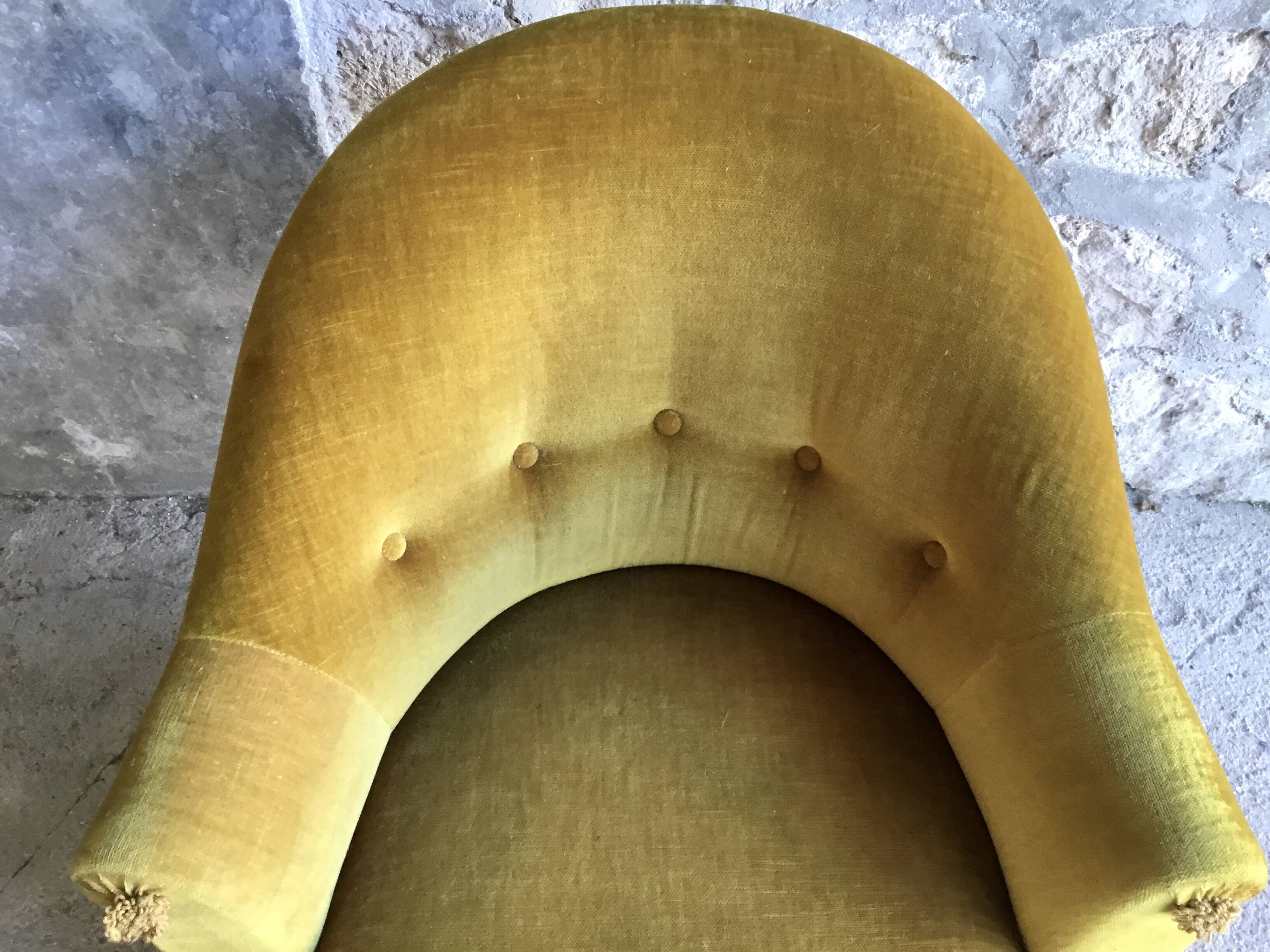 Vintage Mustard Yellow Fringed Toad Chair