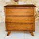 Vintage walnut chest of drawers, splayed legs, circa 1950s.