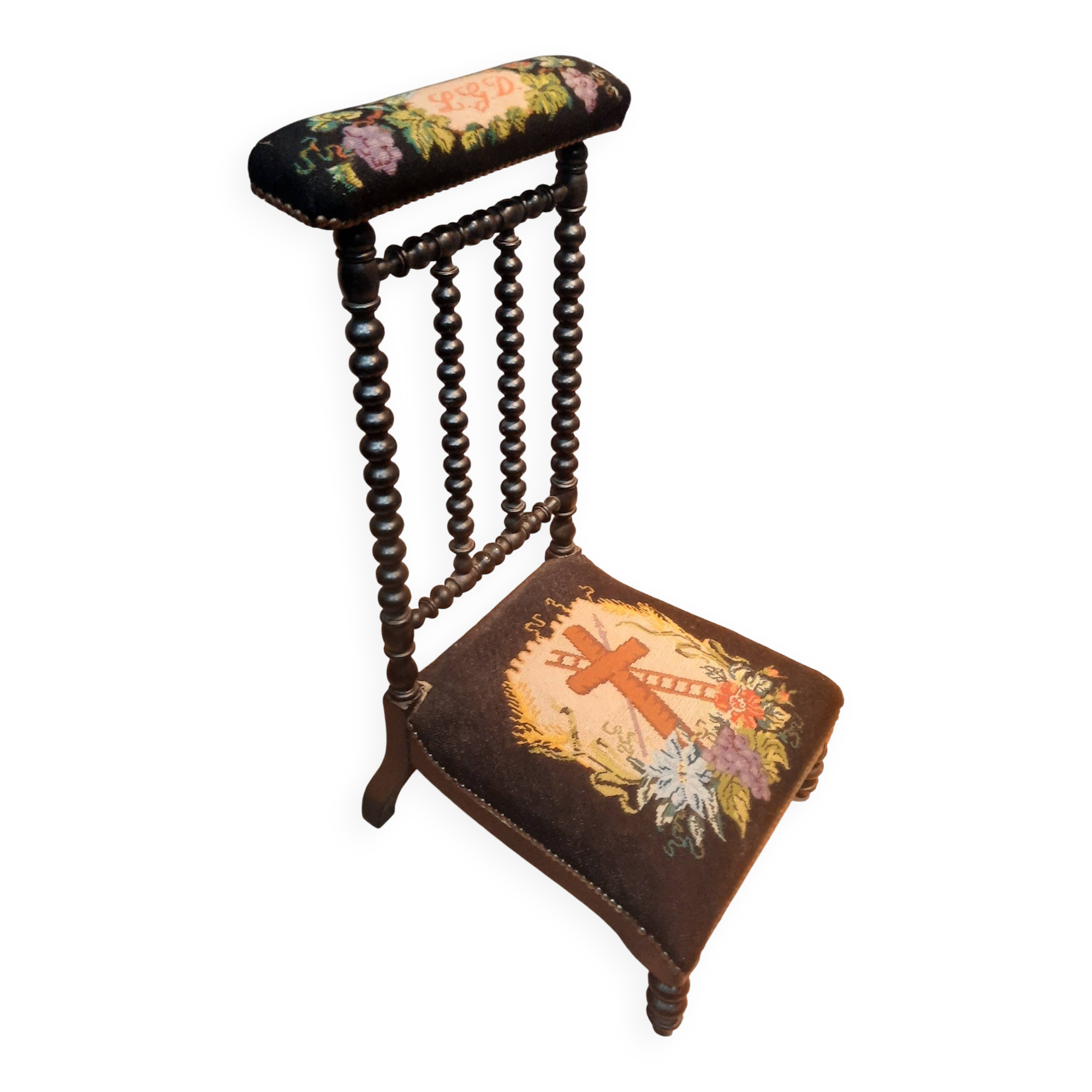 Prie dieu Napoléon III en bois noirci