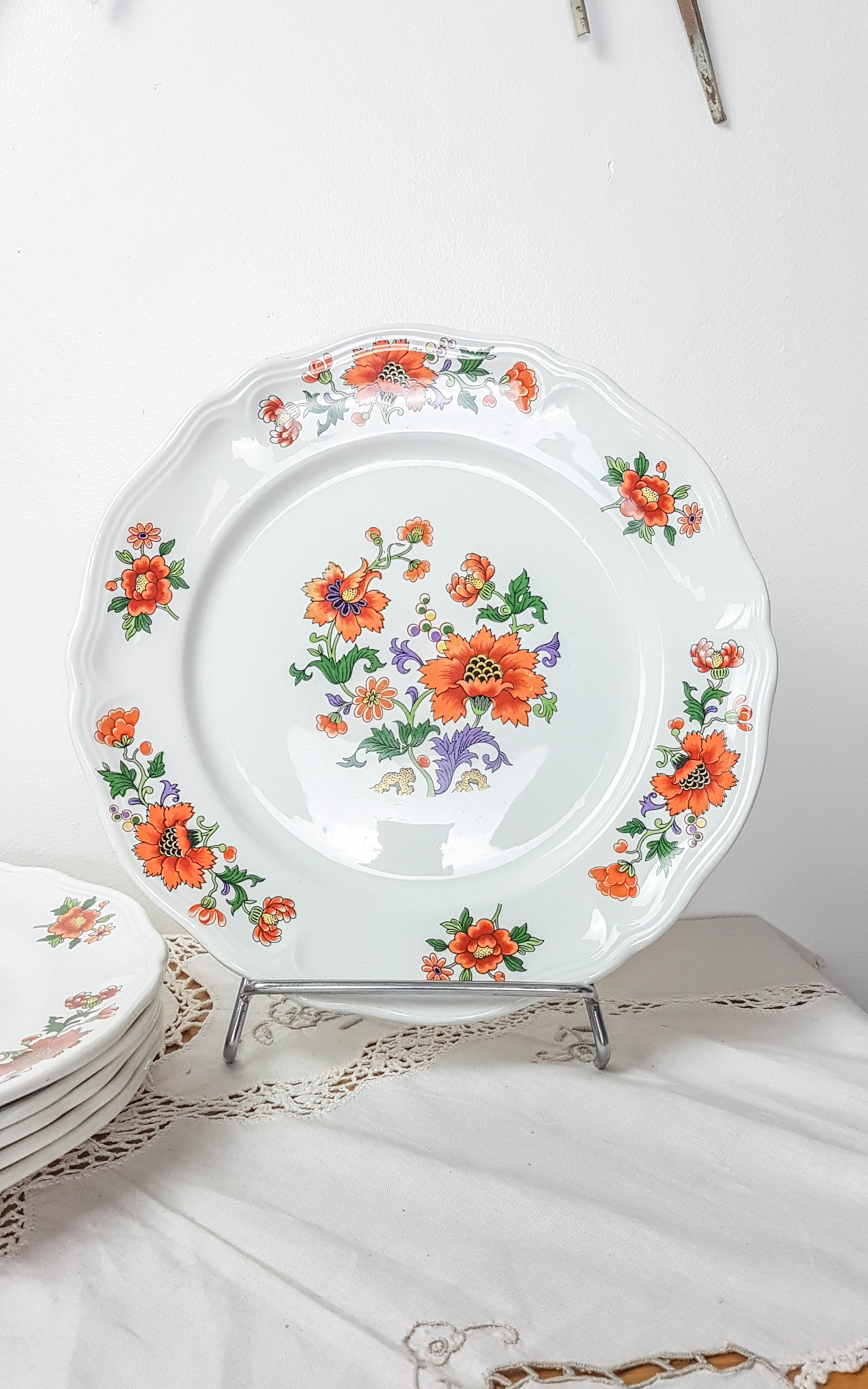 Table service in vintage earthenware Mills of Wolves "ORCHIES" 44 pieces