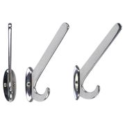 Up to 5 large Art Deco Bauhaus wall hooks in nickel and brass, Vienna, 1930s.