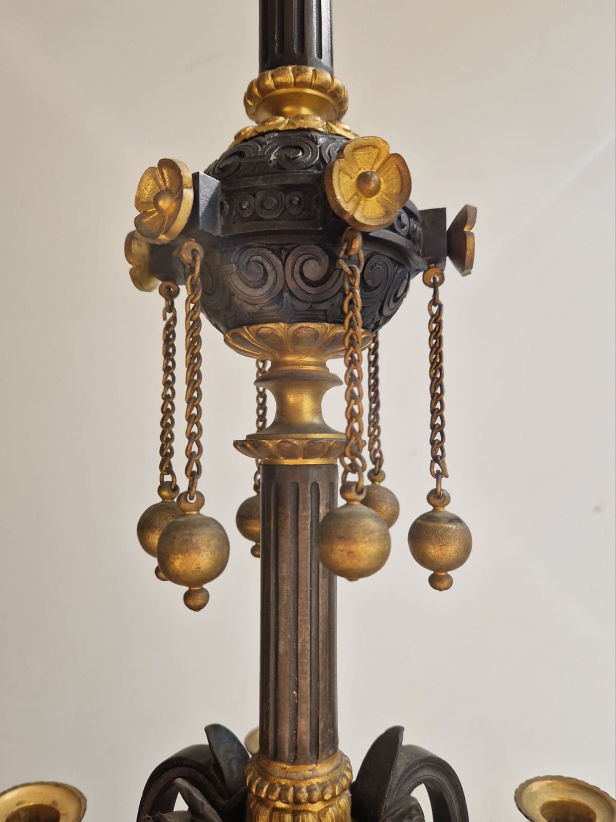 Chandelier in gilded bronze and patinated 19th century