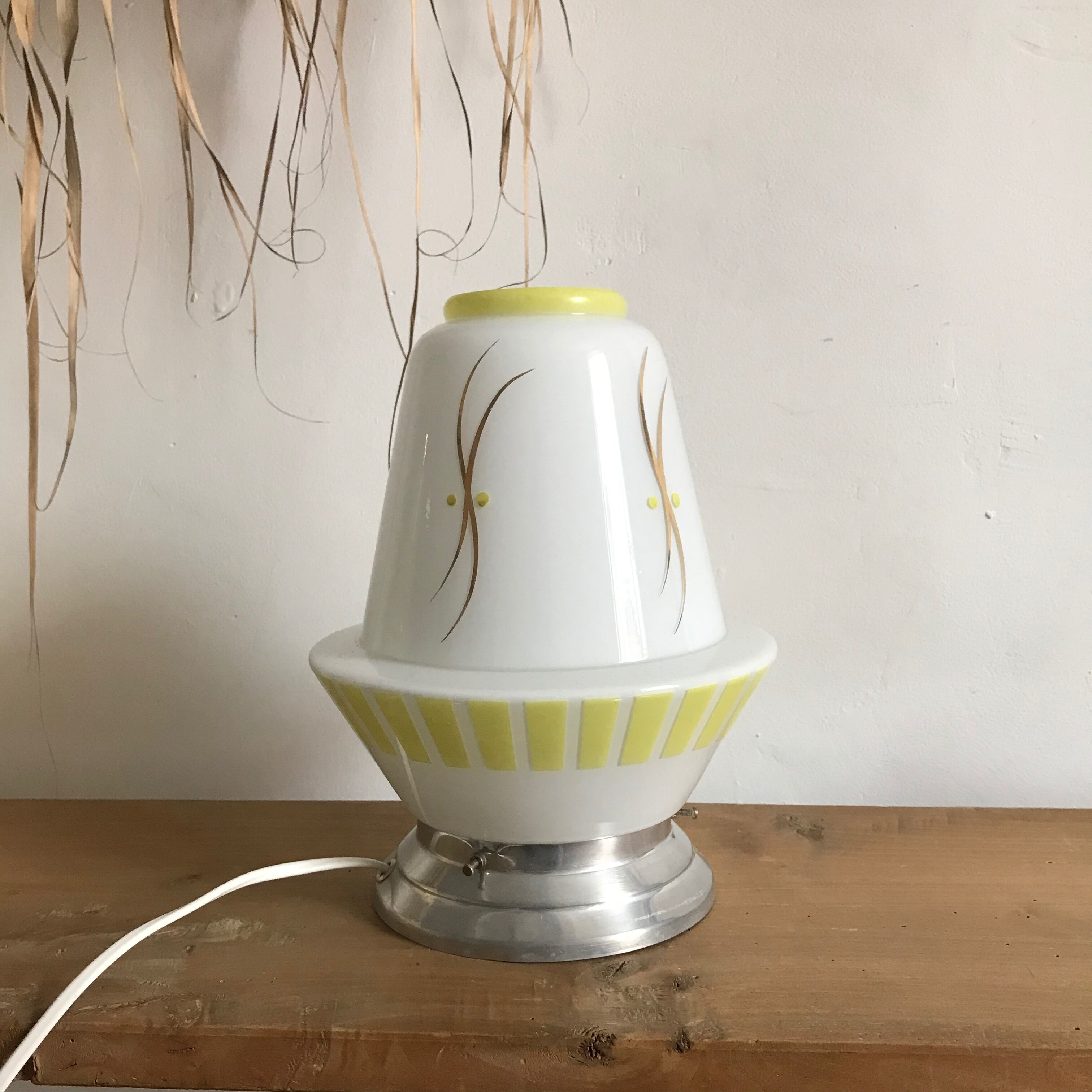 Painted opaline table lamp