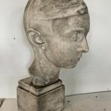 Bust of a young man in plaster signed Gerard Choain XX century