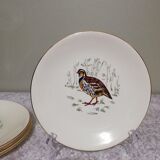 6 flat plates Gien Marly "birds of the forests"