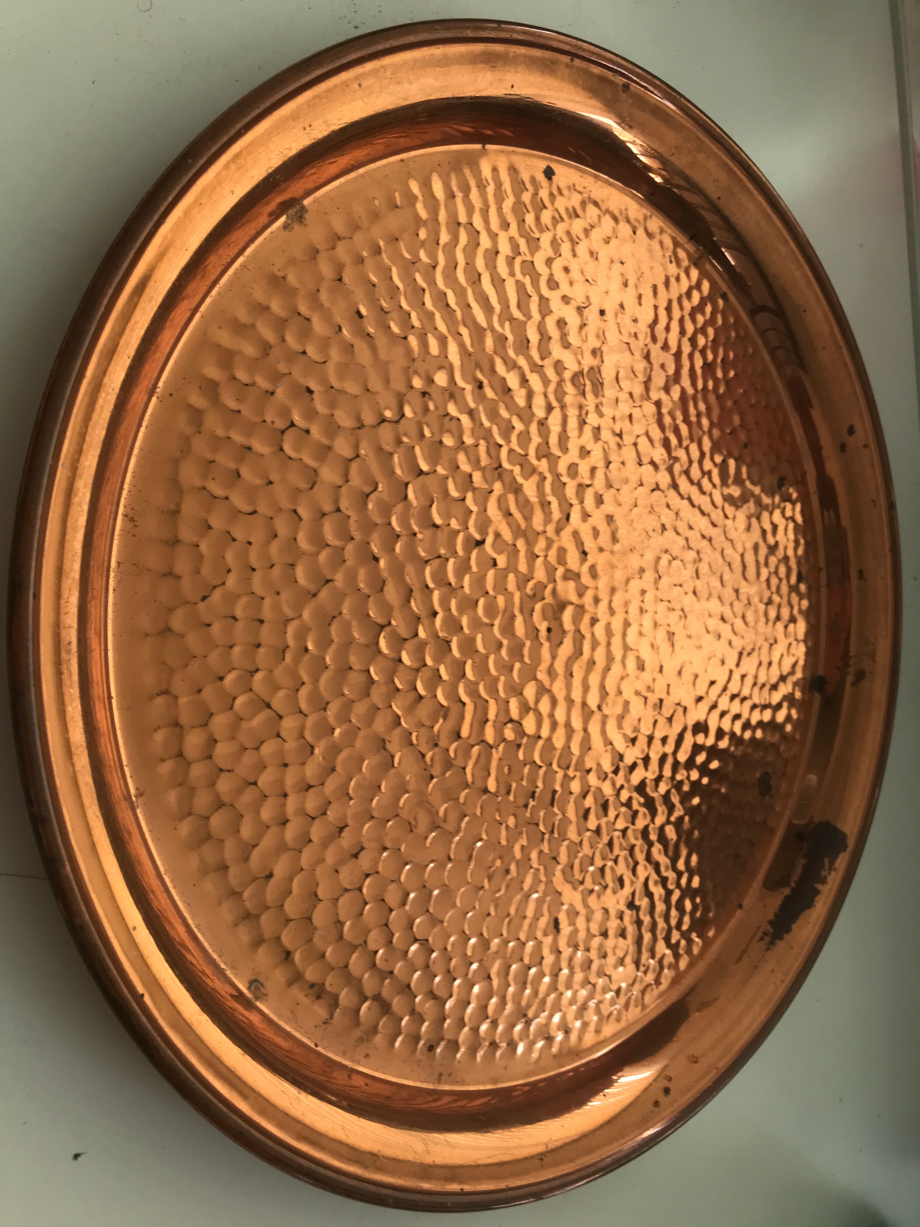 Round copper tray