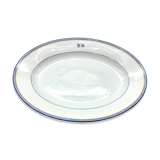 Monogrammed oval dish b h white and blue 39cm