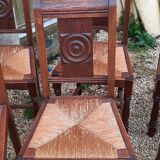 6 chairs and two brutalist armchairs