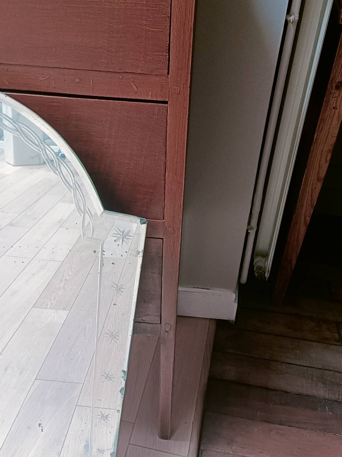 Art Deco beveled engraved mirror