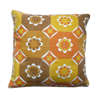 Housse de coussin pour coussin 40 cm x 40 cm tissu vintage années 70