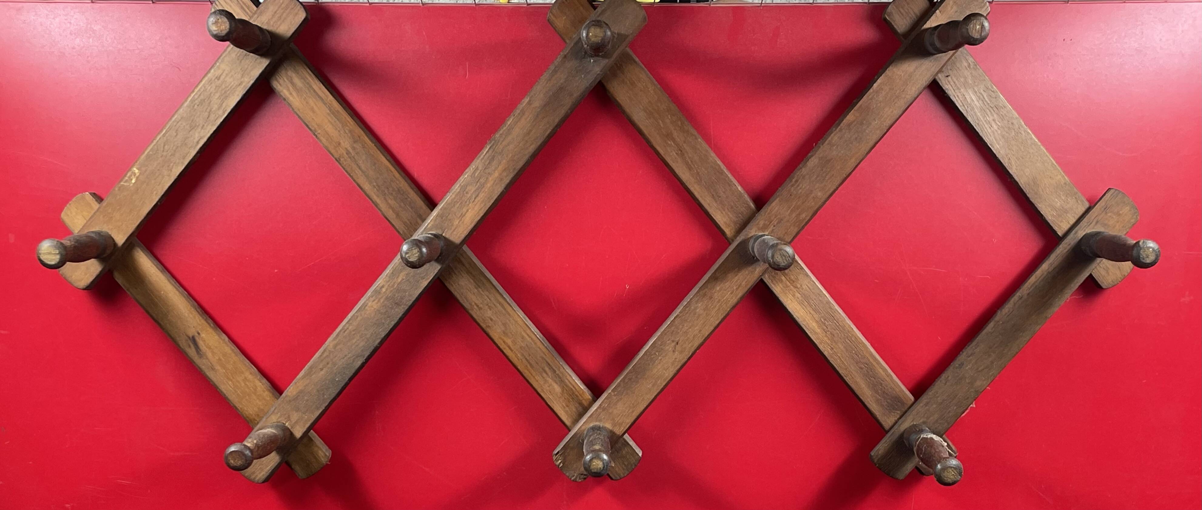 Coat rack, Wooden Accordion Hat Rack approximately 52 x 24 x 8 cm