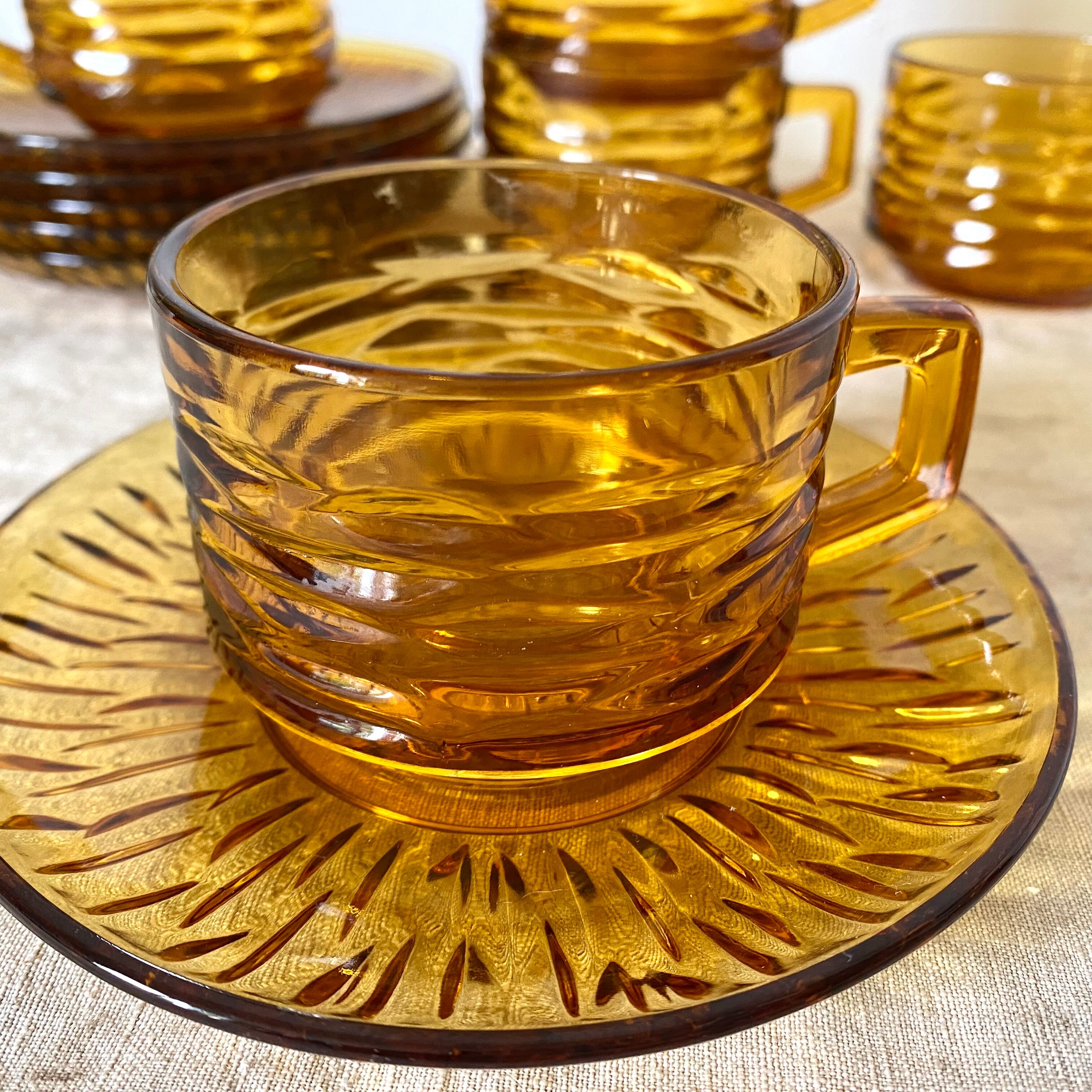 Vereco cups in amber glass