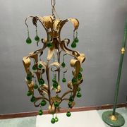 Lustre en verre de Murano Tole vert des années 1960