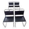 Serie de 4 chaises de Bersanelli en cuir noir et chrome