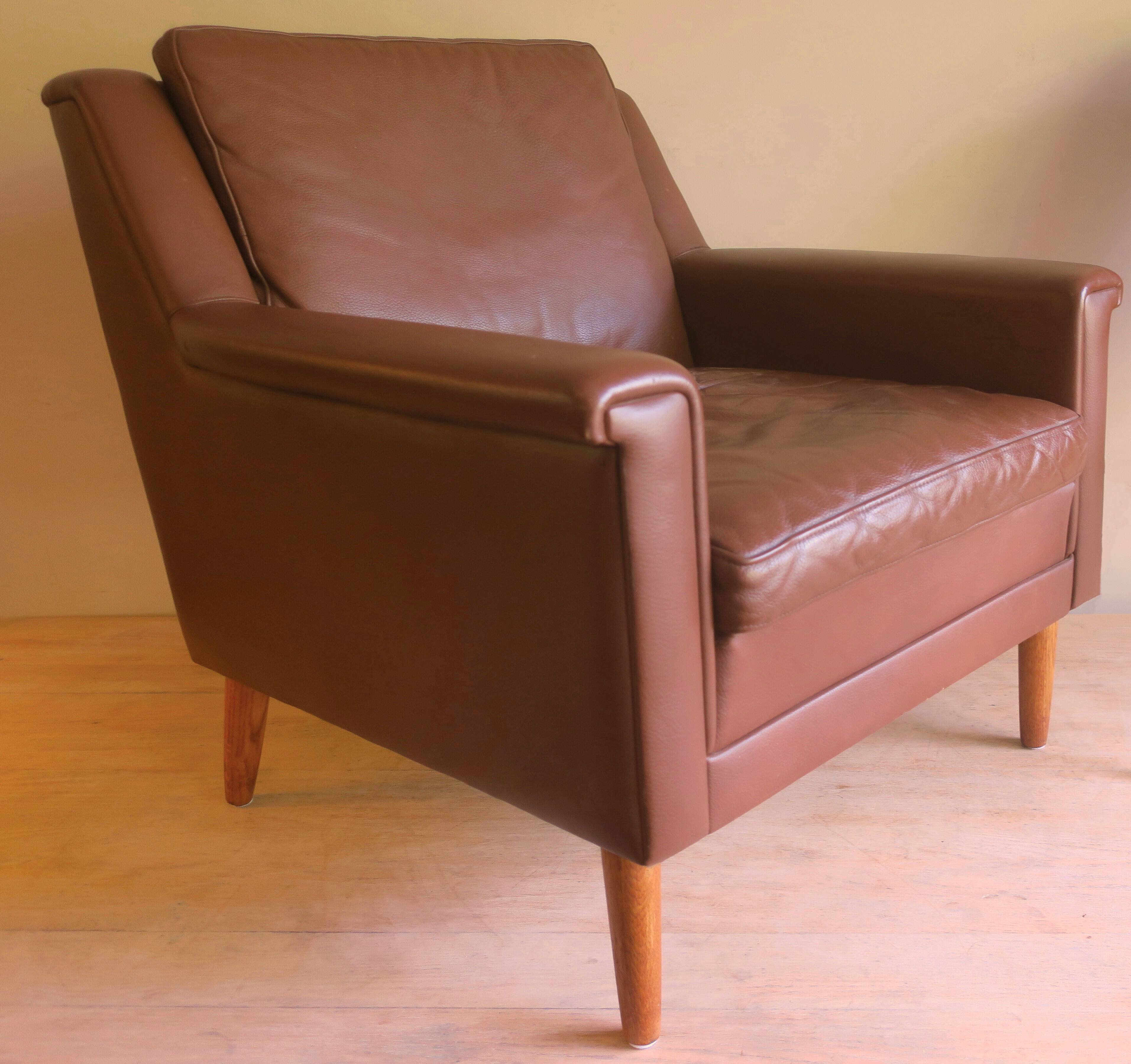 Mid-century leather armchair, Denmark, 1960s