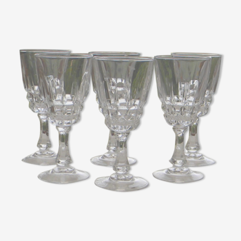 Lot de 6 verres à liqueur en cristal d'arques modèle pompadour