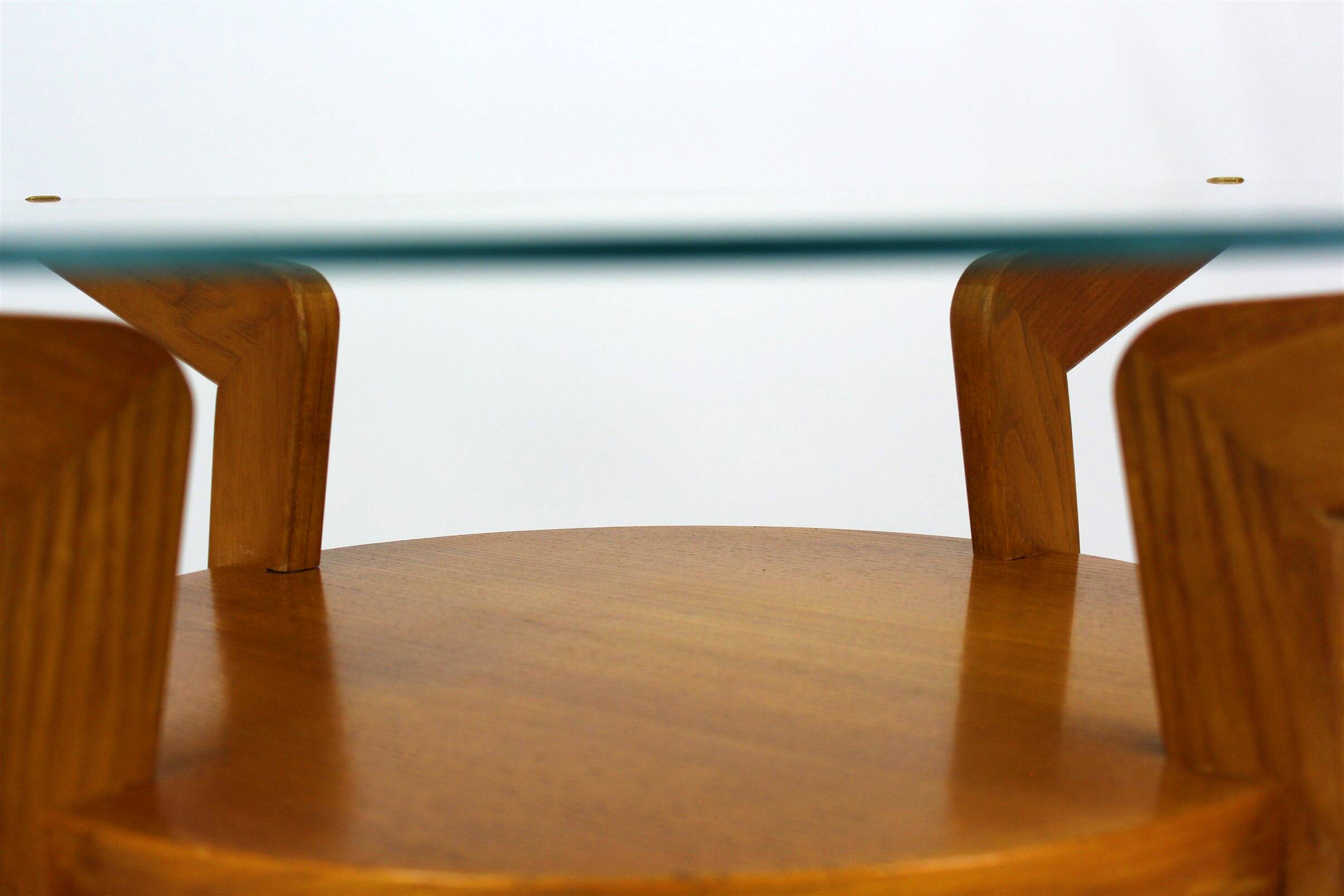 Mid-century round glass top coffee table from jitona, 1960s