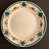 5 flat art deco plates signed Badonviller, Sans Souci model