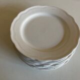 Set of 7 Mougins plates in white enamelled clay with gadroons