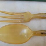 Art Deco salad cutlery in silver-plated metal and horn