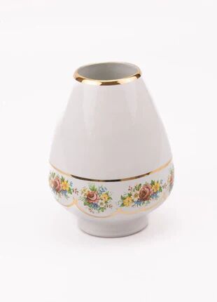Brussels porcelain vase with a gold rim and flowers