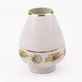 Brussels porcelain vase with a gold rim and flowers
