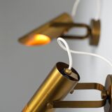 Pair of Adjustable Mid-Century Italian Brass Wall Sconces, 1970s