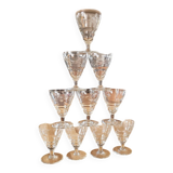 10 vintage cut glass water glasses