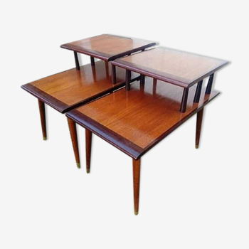 Paire de tables vintage bout de canapé scandinave années 50-60