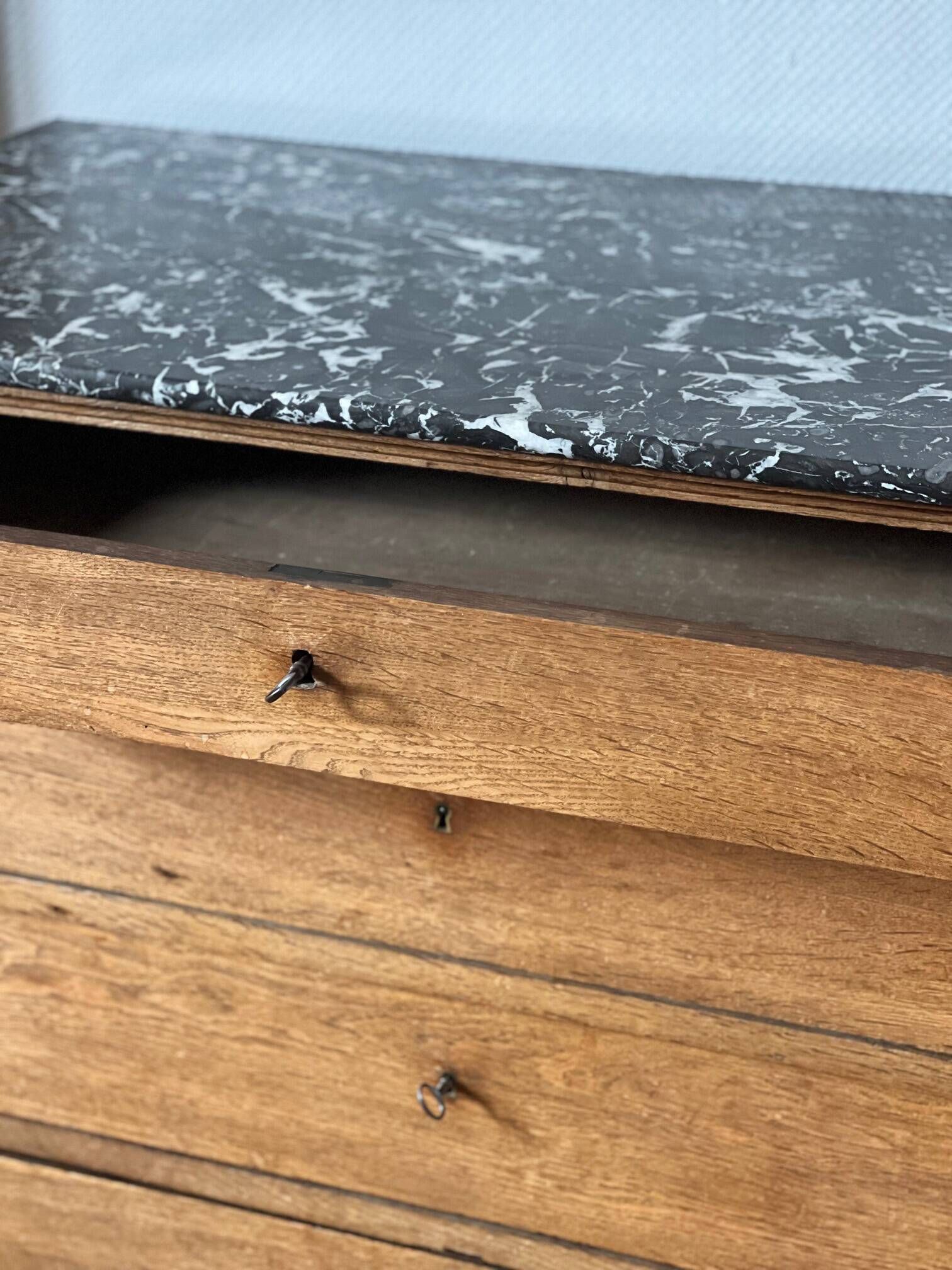 20th century Louis Philippe style wood and marble chest of drawers