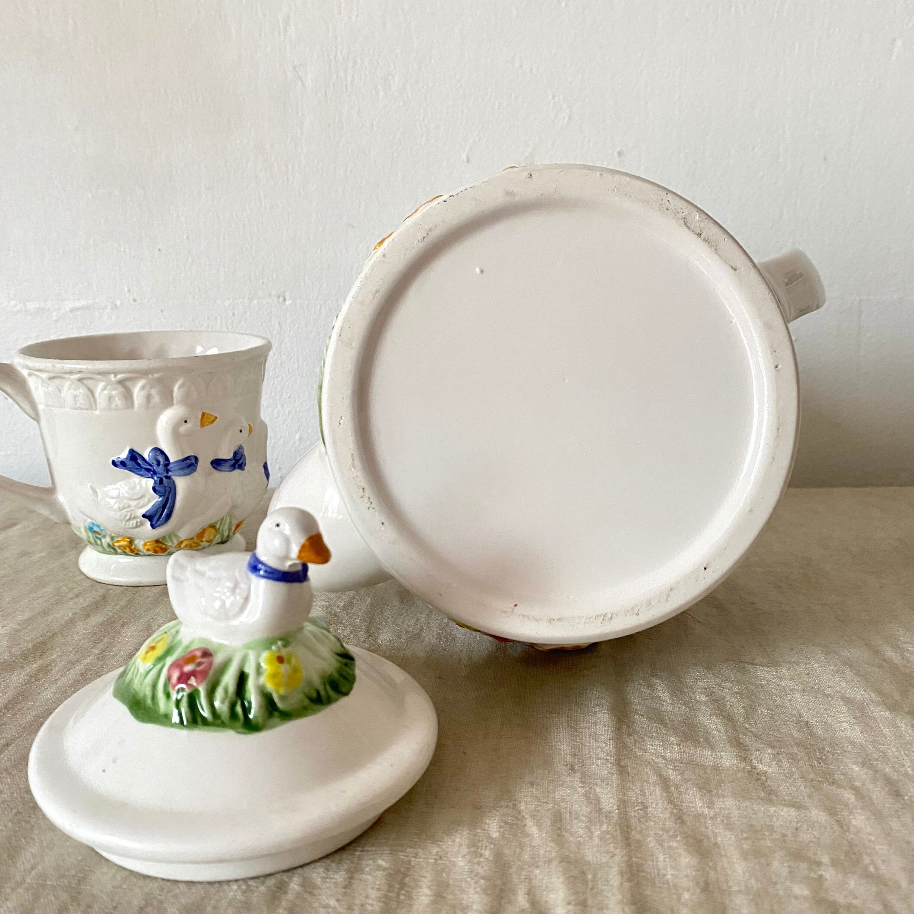 Slurry tea set geese 80s