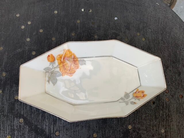 Art deco service dish in porcelain signed Lourioux foecy old