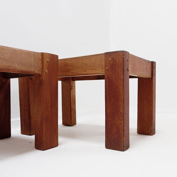 Paire de tables d'appoint rustiques / tables de chevet - années 1960