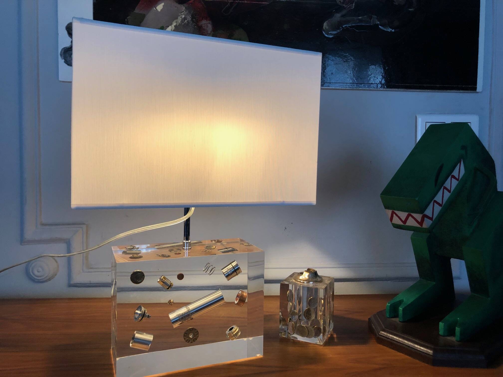 Table Lamp • Sculpture • Resin Inclusion • Post Space Age • 2000