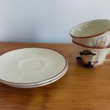 Vintage saucer cups in Breton earthenware