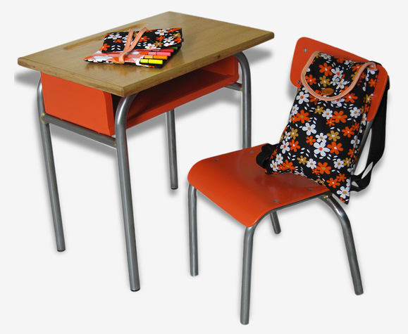 Table et chaise d'écolier vintage