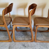 3 chairs Baumann Sled 1960 original fabric