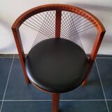 Niels Jorgen Haugesen String wood and leather chairs for Tranekaer, Denmark