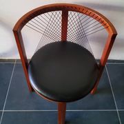 Niels Jorgen Haugesen String wood and leather chairs for Tranekaer, Denmark