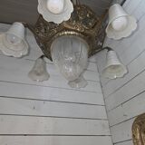 1930s Art Deco bronze chandelier