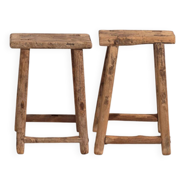 Tabourets asiatiques anciens (vers 1900). Ensemble de deux pièces